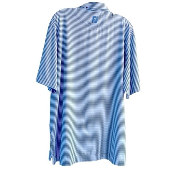 FJ Performance Blue and white striped short sleeve golf shirt. 3 button L - Picture 4 of 9